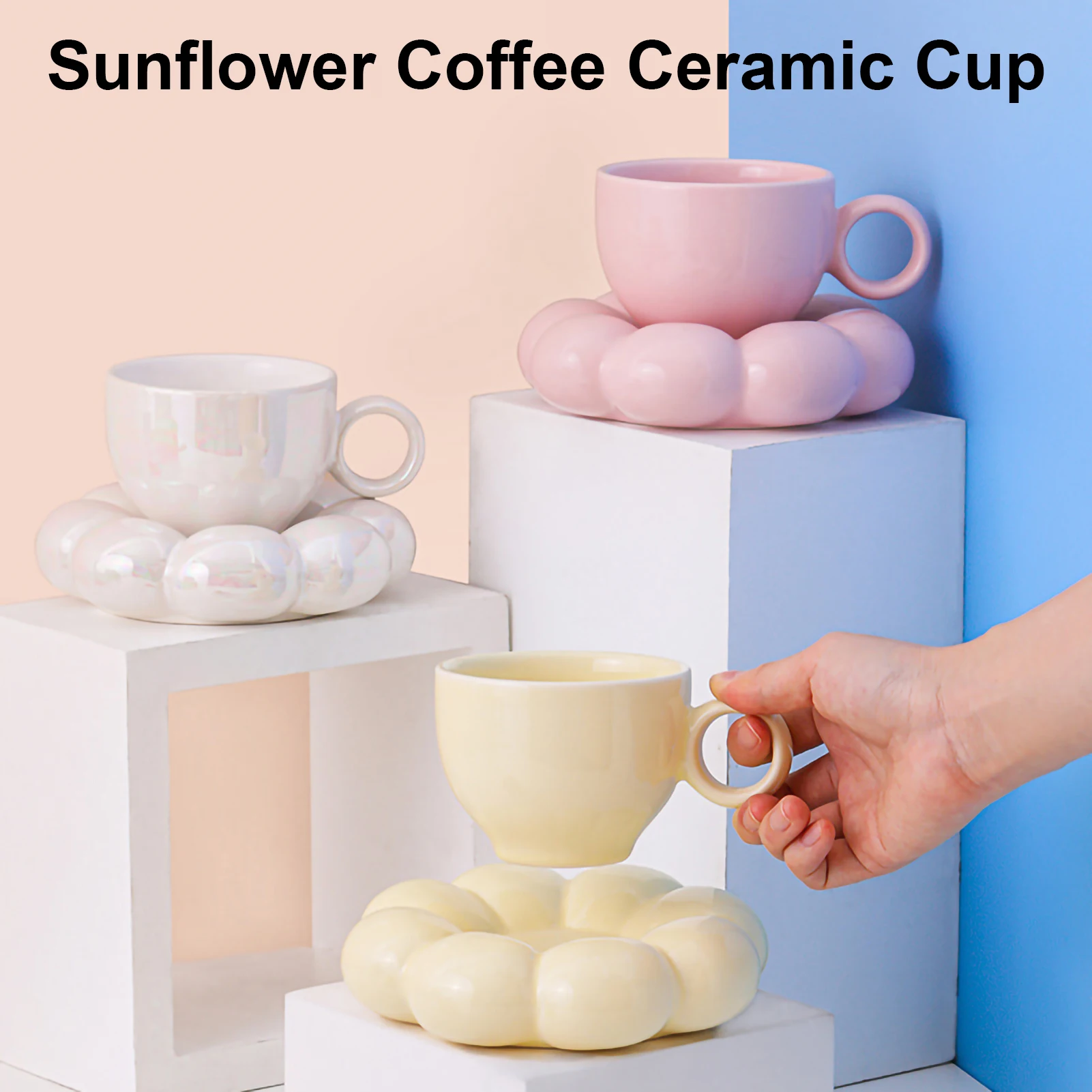 Ceramic Mug Cute Cloud Decorative Plate Coffee Cup Set Creative Ceramic Cup Gift Box Modern Living Room Home Decoration