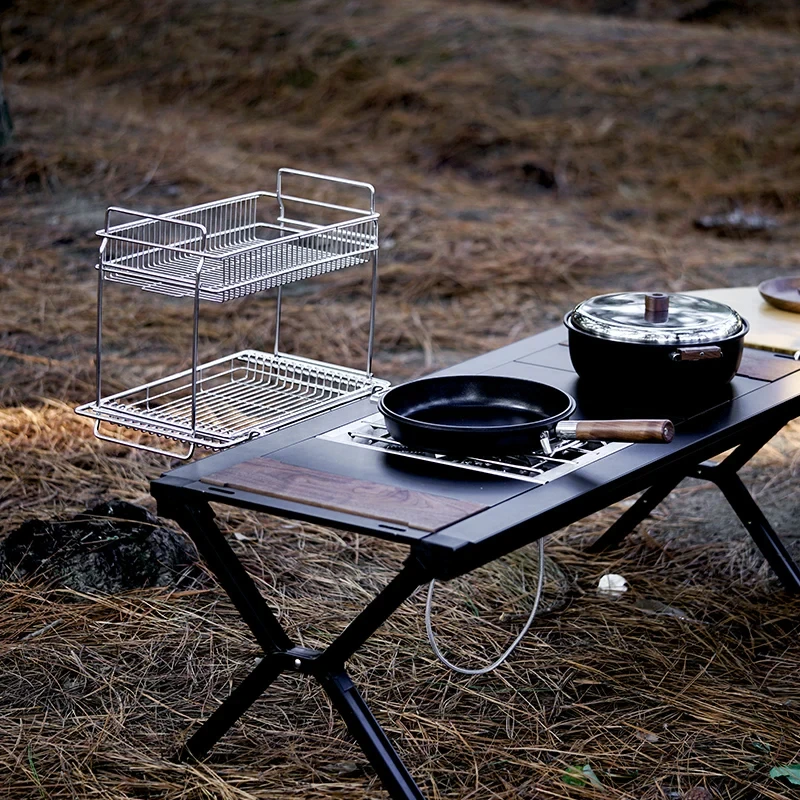 Mir de rangement T1 en acier inoxydable, camping en plein air, côté IGT, proximité de bureau, poignées amovibles, adapté à la table IGT