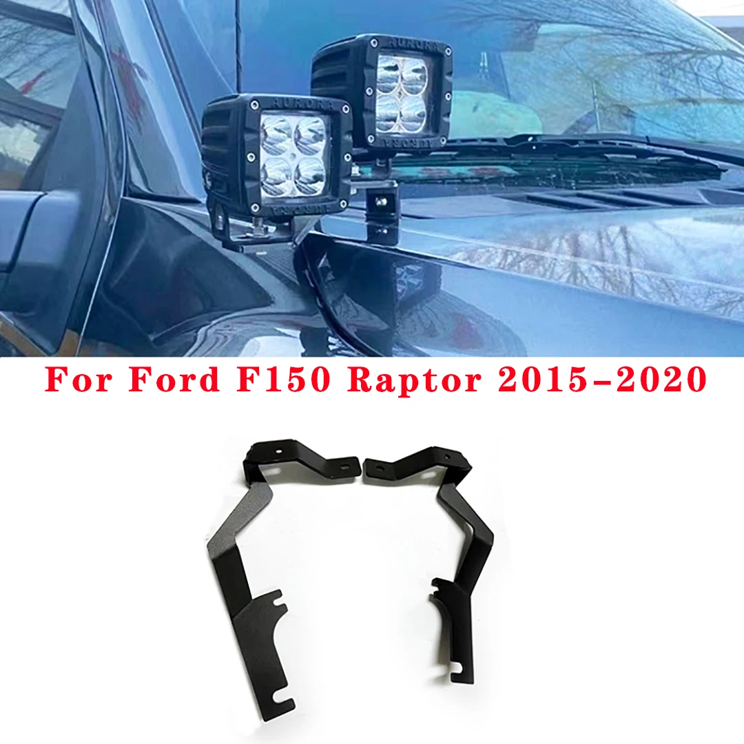 

A-Pillar Mounting Brackets Steel for Front Hood Cornor LED Work Lights Fit For Ford F150 Raptor 2015-2020(1 Pair)