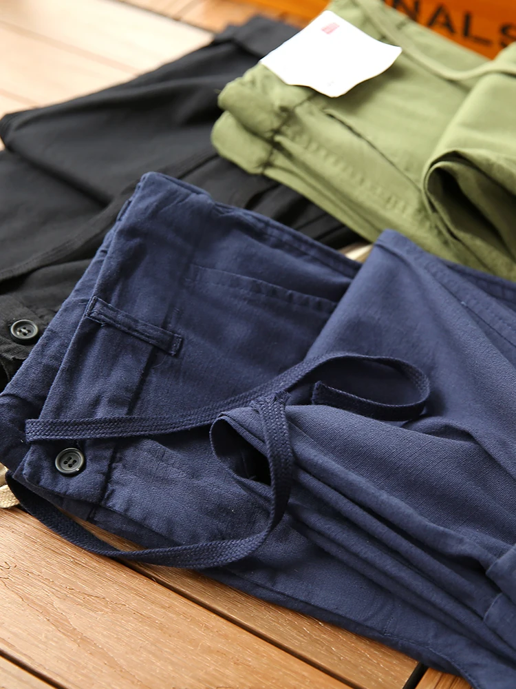

Lightweight Breathable Men's Summer Cool Straight Leg Casual Pants Loose Linen Trousers Faionable Loose Fit Long Trousers