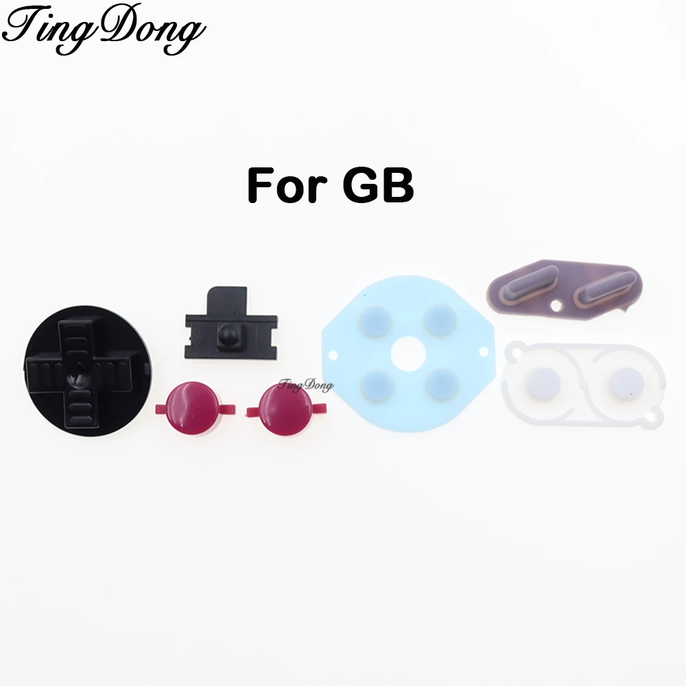 مجموعة واحدة من أزرار لوحات المفاتيح متعددة الألوان لـ Gameboy GB لأزرار GB D-pad A B ومطاط موصل