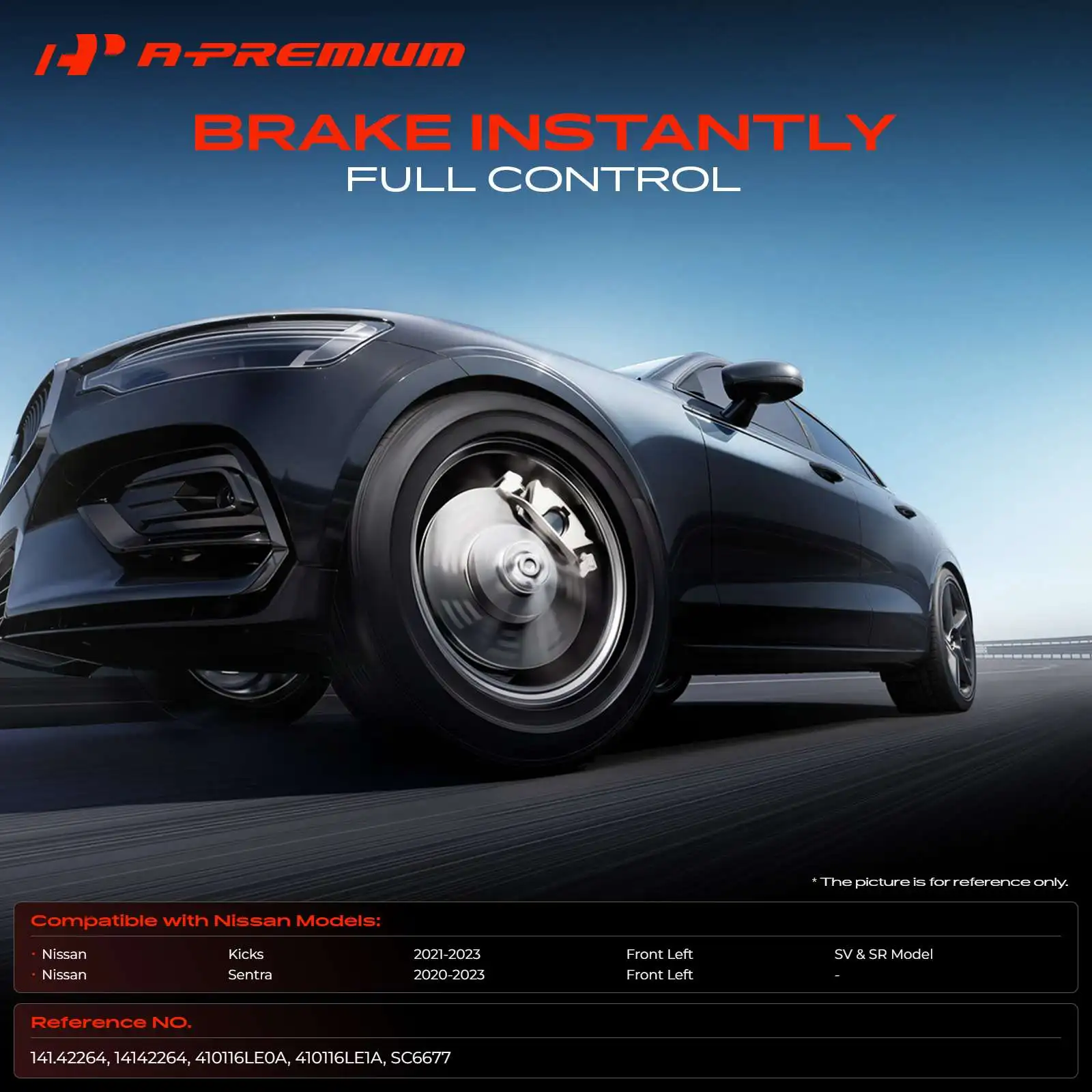 A-Premium Front Driver Brake Caliper with Bracket for Nissan Sentra 2020-2023 Kicks 2021-2023