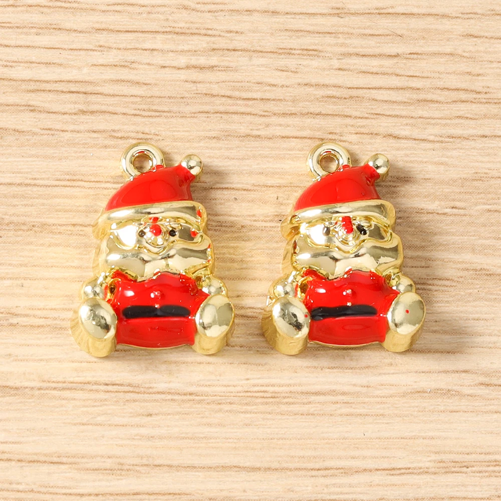 Tusember 5 Stück Emaille-Weihnachtsanhänger mit Weihnachtsmann, Schneeflocke und Schneemann für Weihnachtshalsketten, Ohrringe, Armbänder und Bastelarbeiten – Detail 13