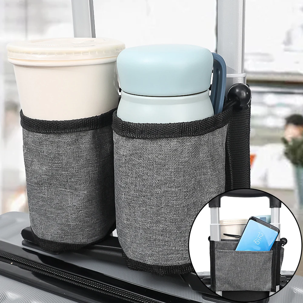 Luggage Cup Holder Universal Oxford Cloth Free Hand Travel Suitcase Drink Bag Portable Travel Milk Tea Coffee Mugs Storage Bag