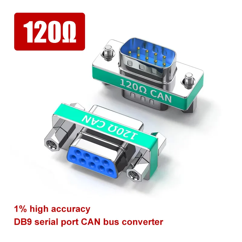 DB9 120Ω Serial Port Conversion Pug CAN Bus Adapter Head Male to Female Built-in 120 Ohm CAN Terminal Resistance 1% Accuracy