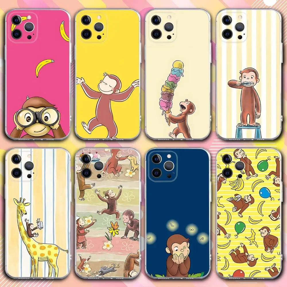 

Cute G-George Mokey Phone Case For iPhone 17,16,15,14,13,12,11 Pro,Max,Plus,X,XS,XR,SE4,E Mini Transparent Soft Cover