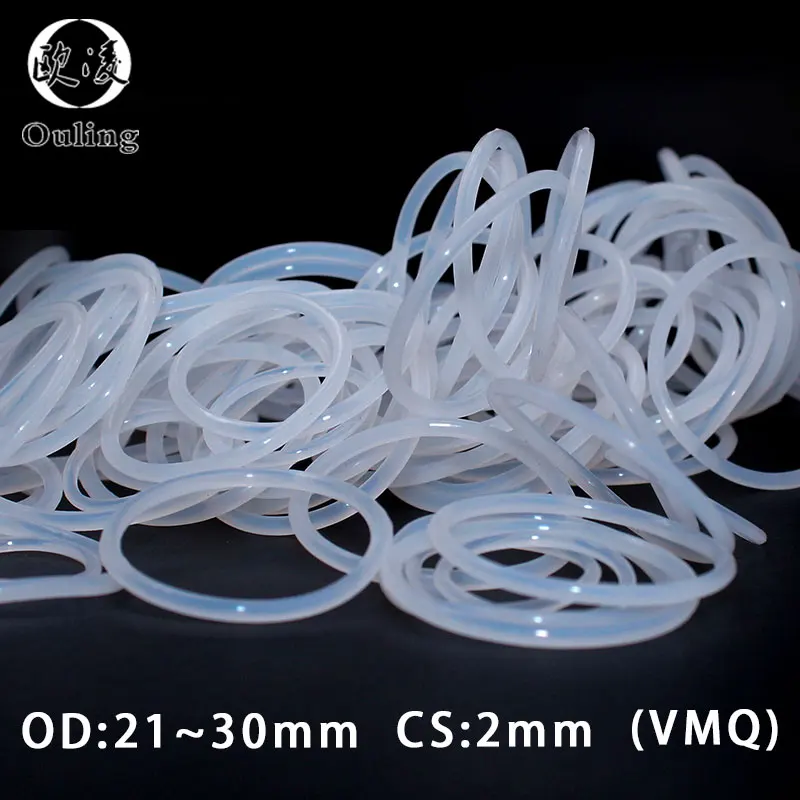 20PCS/lot Silicone Rubber Oring VMQ CS2mm OD21/22/23/24/25/26/27/28/29/30mm O Ring Gasket Silicone O-ring Heat-resistant