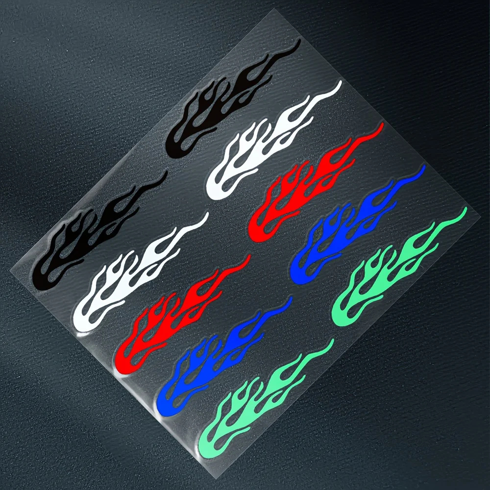 1 Pair  Flame Stickers Red Blue White Green Waterproof Vinyl Decals for Motorcycle Body Decor