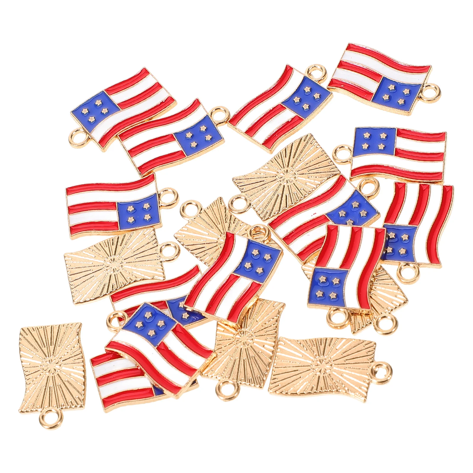 20 Pcs Vintage Flag Pendant Usa Decor Locket Zinc Alloy Hanging Charms American