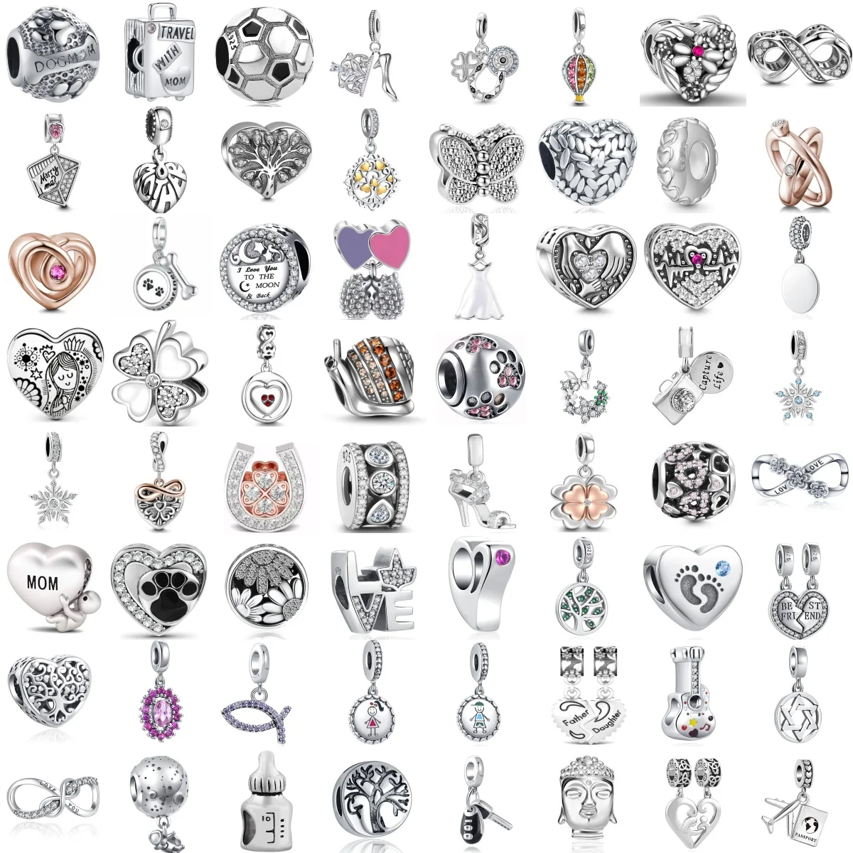 

2026 Европейская серебристо-белая серия 925, футбольная гитара, украшение из бисера на высоком каблуке, подходит для оригинального браслета, женские аксессуары «сделай сам»