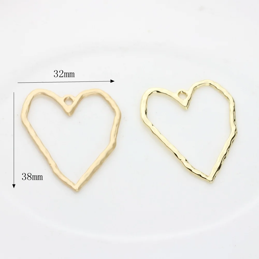 10pcs Sliver Color Geometry Hollow Out Charms Heart Pendants Jewelry Making Necklace Bracelet DIY Handmade Craft Accessories