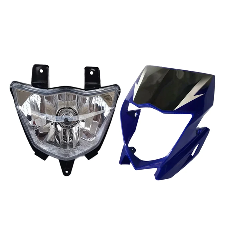 Faro delantero de motocicleta, lámpara de freno trasero, luz de giro para Yamaha XTZ125, JianShe JYM125-9, cubierta de plástico azul y blanca