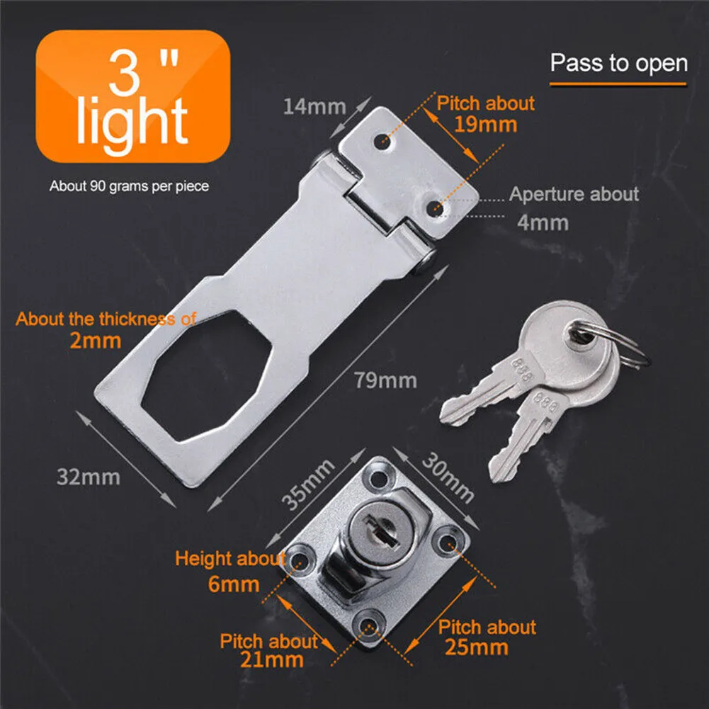 آلية قفل موثوقة للحماية المضافة 2 534 بوصة قفل الباب بمشبك التيلة قفل خزانة سقيفة قفل المرآب مع مفاتيح #2