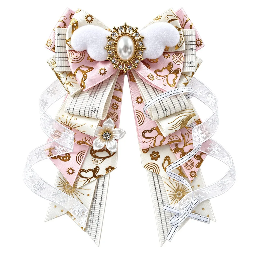 Handmade Ribbon Ita Bag Decoration Rhinestone Multilayer Streamers Badge Display Holder Lace Wing Decoration Badge Brooch