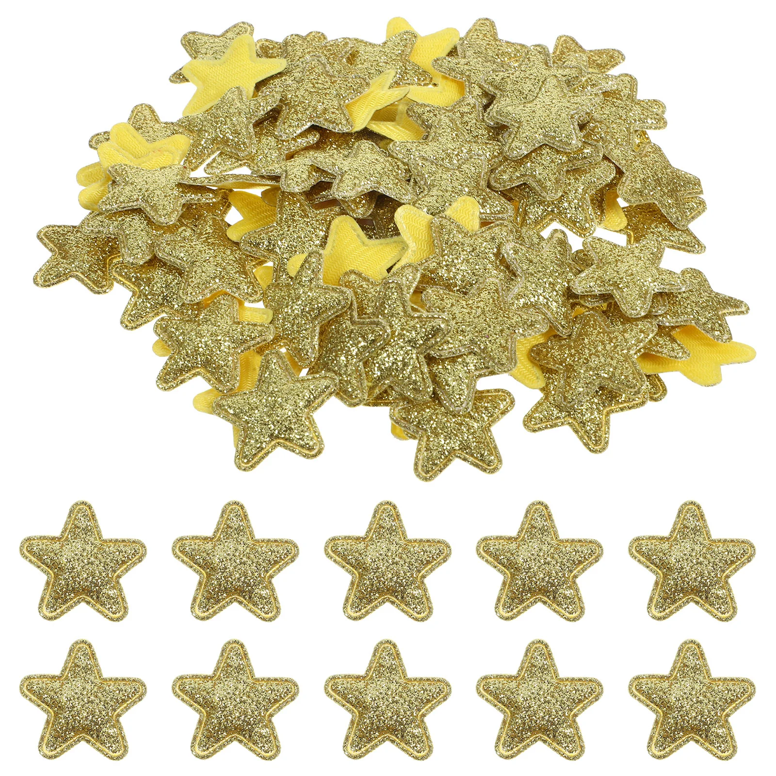 100 PCS Christmas Applique Patch Pentagram Star Stickers Cloth Patches Clothing Silver Fabric