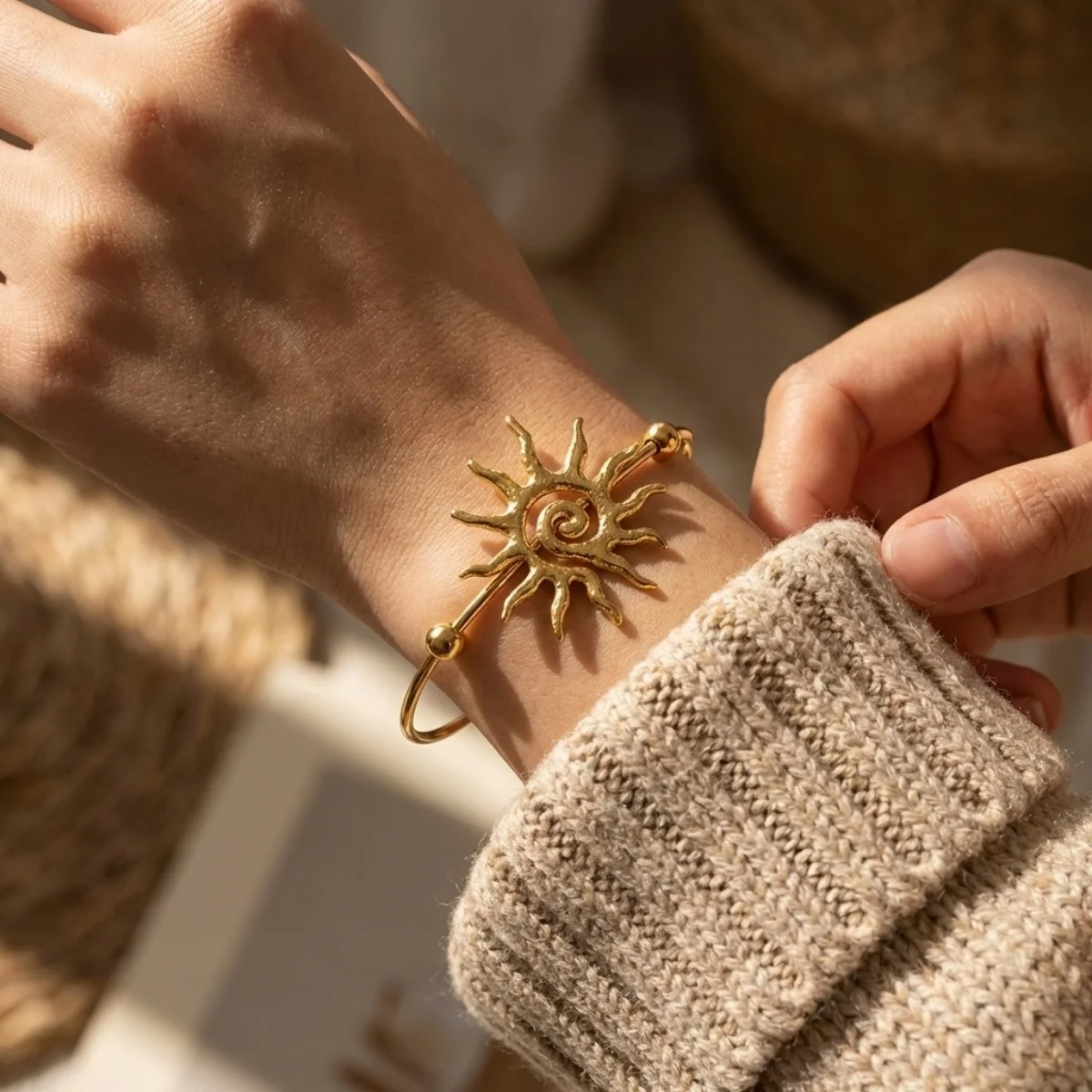Einfache Edelstahl-Sonnenarmbänder für Damen und Herren, Gänseblümchen-, Muschel-, Spiral-, Oktopus-, Schildkröten-Armreif, Ozean-, Strand-, Urlaubsschmuck – Detail 12