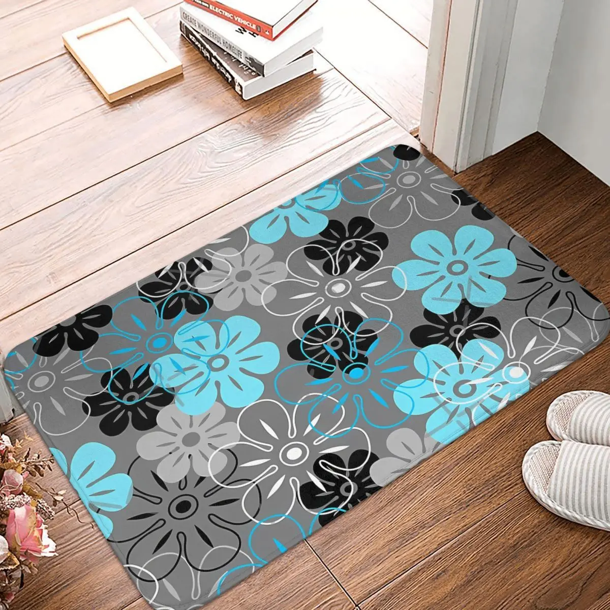 Hawaiian Motif Anti-Slip Doormat Living Room Mat Flower Rain Hallway Carpet Entrance Door Rug Bedroom Decorative