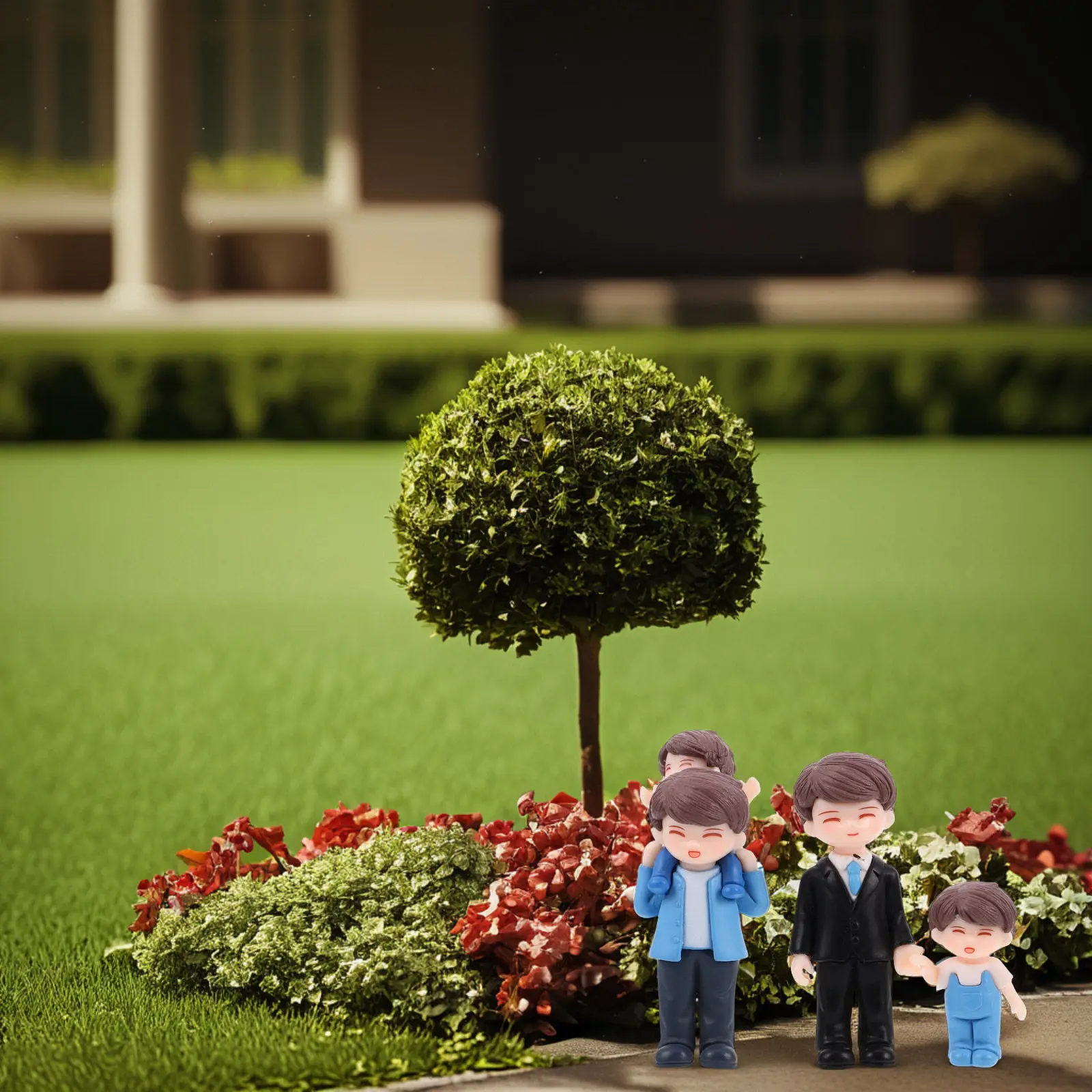 3pcs Micro Landscape Father Son Figurines Resin Desktop Ornaments DIY Mini Decor Gifts Dad Statue Craft Home Office Present