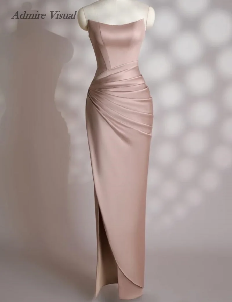 فستان Admire Visual طويل للحفلات الراقصة حورية البحر برقبة قارب بدون أكمام مع طيات أنيقة للمناسبات الخاصة