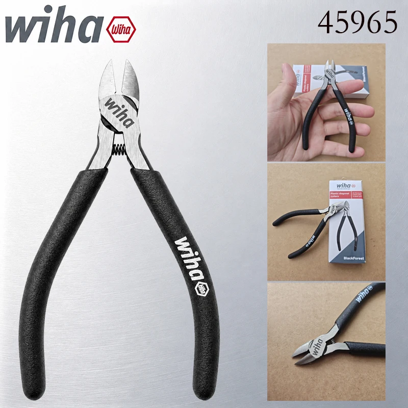 Wiha 45965 Plastic Diagonal Cutters Flush Side Cutting Pliers Mini Precision Nippers for Model Craft