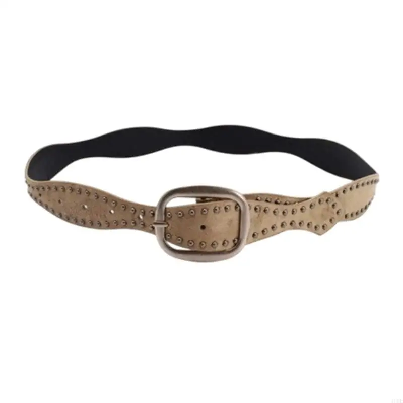 Popular Sueded Waist Belt Double Row Rivets Studded Punk WaistBand for Youth Women 