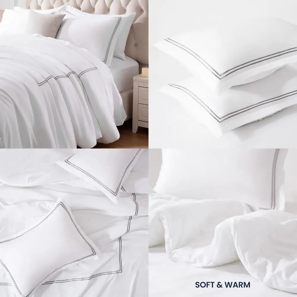 

Комплект пододеяльников в серую полоску размера «queen-size», роскошный отель из 3 предметов, легкий пуховый стиль, который можно стирать в машине, альтернатива, 90x95