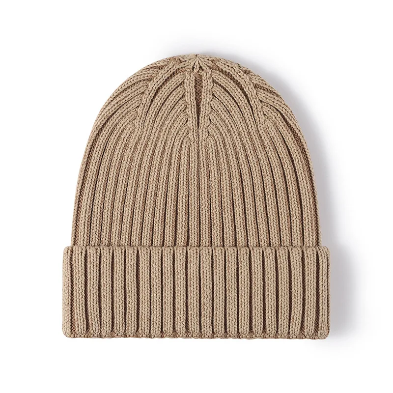 Men's Women Big Head Winter Brimless Head Wrapped Cotton Knit Cap Outdoor Warm Head Wrapped Cold Cap Boys Girls Wool Cap Beanie
