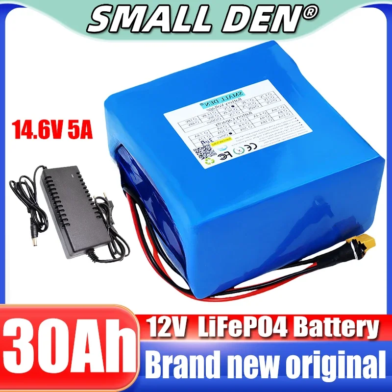 12.8 V 30Ah Lifepo4 Battery Pack 4S2P Large Capacity 30A Same Port BMS Suitable for Electric Boat UPS Electric Toy+14.6V 5A