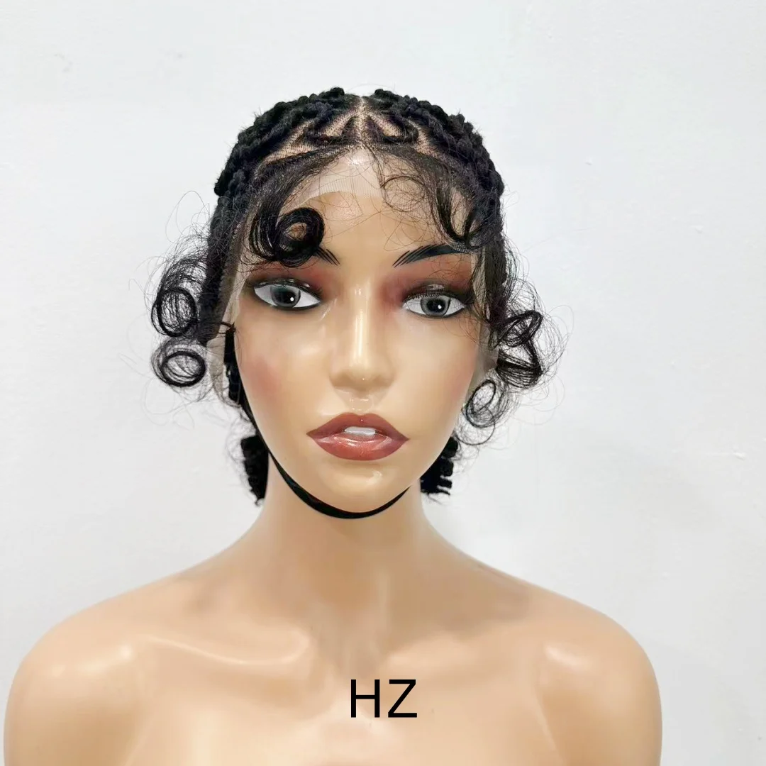 

HZ Synthetic Braided Wigs for Black Women Full Lace Hand-tied Twist Knotless Box Braids Wigs with Baby Hair 8 inches