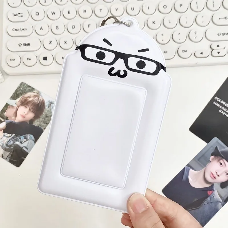Cute Black-framed Glasses Kitten Design Photo Card Holder Kawaii Electronic Cat Decorative Photo Frame 3 Inch Card Sleeves