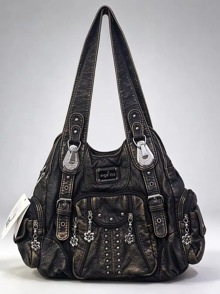 Torebka Vintage Damska Modna Torebka Skórzana PU Torba na Ramię Damska Torba typu Satchel Duża Pojemna Torba na Ramię Bolsa Feminina — 2