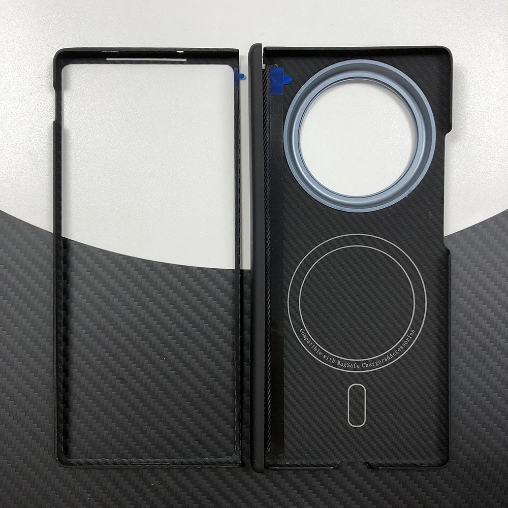 Black Magnetic case for VIVO X Fold 3 Kevlar Aramid Carbon Fiber Geometric Anti-Scratch Wireless charging