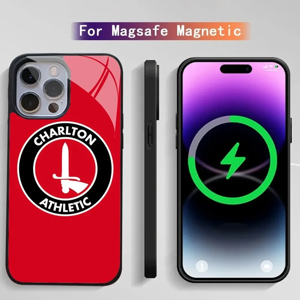 Charlton Athletic FC Phone Case IPhone 15 14 13 Pro Max 11 12 Mini Alex Mirror Magsafe Wireless Charging Cover