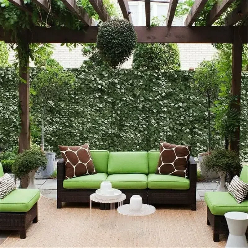 Plant Fence Artificial Green Leaf Privacy Screen Panel Outdoor Garden Home Decoration