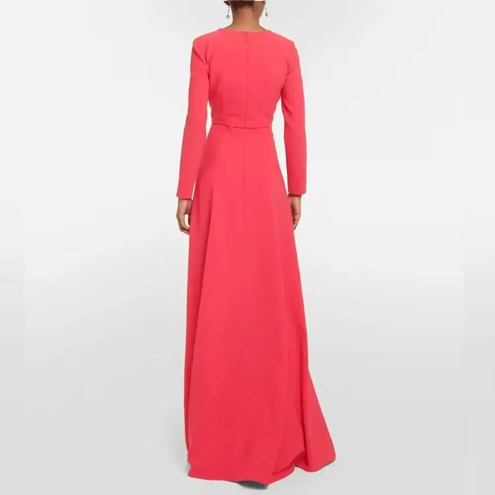 Long‑sleeve o‑neck pleated maxi evening dress with delicate keyhole neck. Multi‑colors available, modest for Middle East muslim