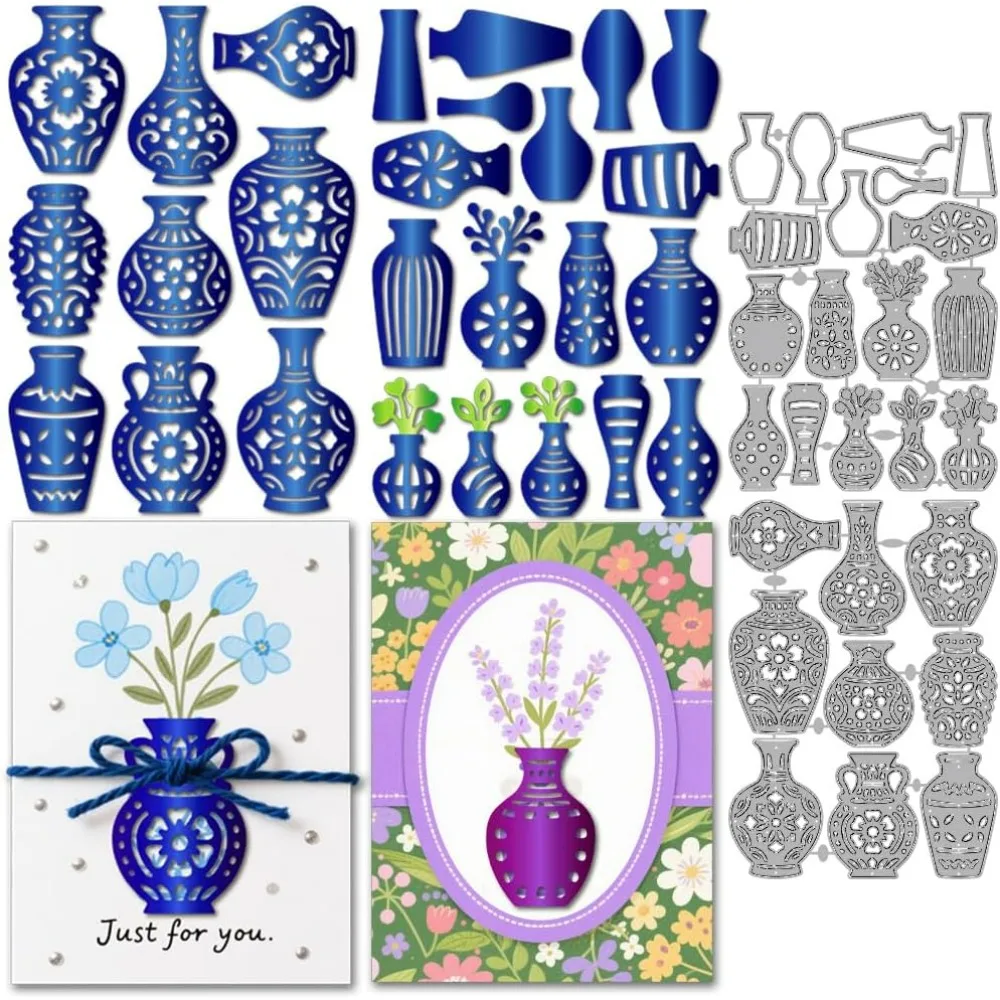 Gemusterte Vase Metall sterben schneidet hohle Mandala Vase Stanzformen Blume Blätter Pflanze Präge Schablonen Scrapbooking Werkzeug