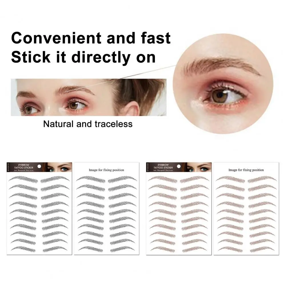 2 fogli Toppe per sopracciglia Adesivi per tatuaggi per sopracciglia impermeabili Sopracciglia finte naturali simili a capelli Accessori per il trucco per donne e ragazze