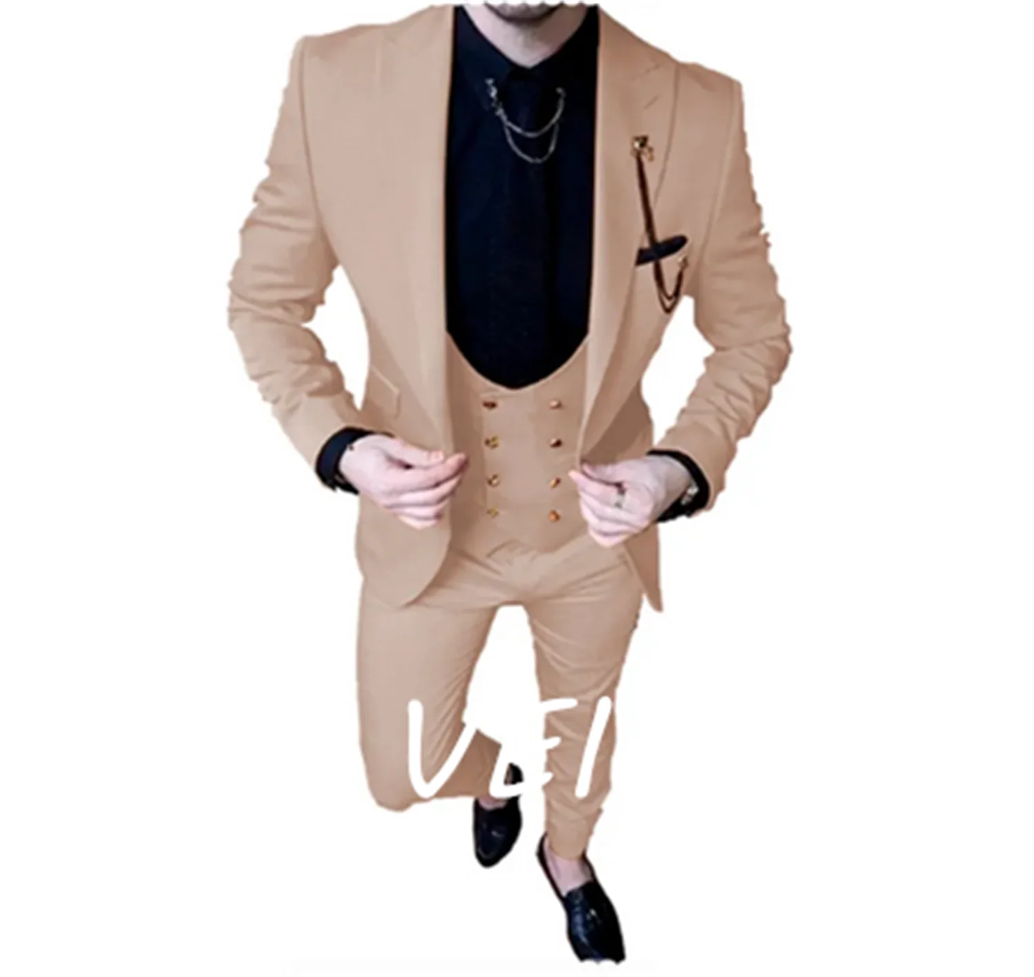 

CustomizedSuit For Men Wedding Slim Fit 3 Piece Casual Prom Tuxedos Groom Double Breasted Business Men Suit(Blazer+Vest+Pant)