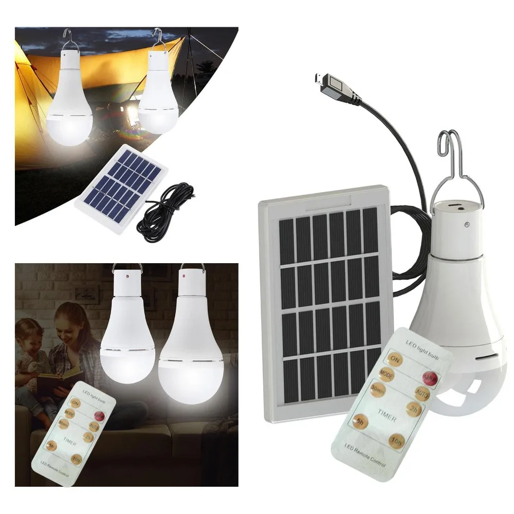 

7W/9W Solar Light Hanging Waterproof Emergency Sunlight Powered Lamp 4 Modes Solar Panels Solar LED Bulb Light Outdoor Indoor