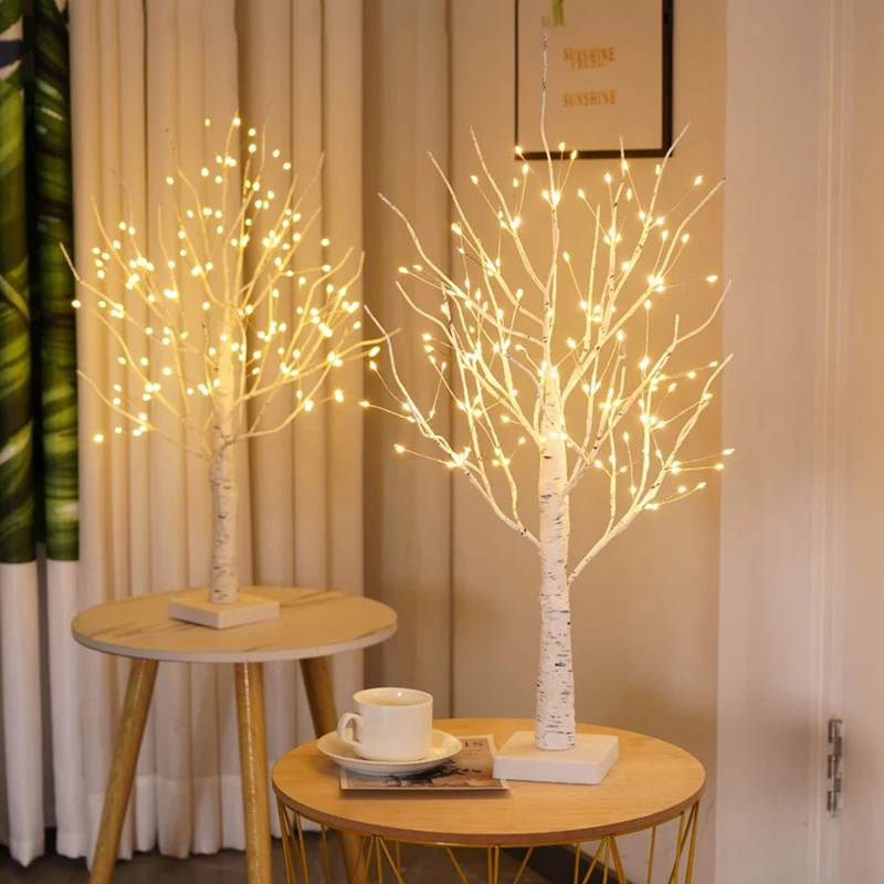 Hot Easter Tree With 24/144 Led Lights White Light Up Mini Twig Tree Lamp Decorations For Hanging Christmas Festival Ornaments