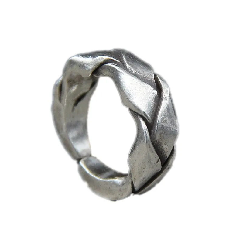 BOCAI NEW S925 Silver Jewelry Handmade Thailand Domineering Tail Ring For Men and Women Weave Restoring Ancient Ways