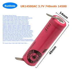 1-2 sztuki nowych akumulatorów litowo-jonowych UR14500AC 3,7 V 740 mAh do elektrycznej szczoteczki do zębów Braun Oral B 3766, Xiaomi Mijia T100 T200 T300 T500 T700