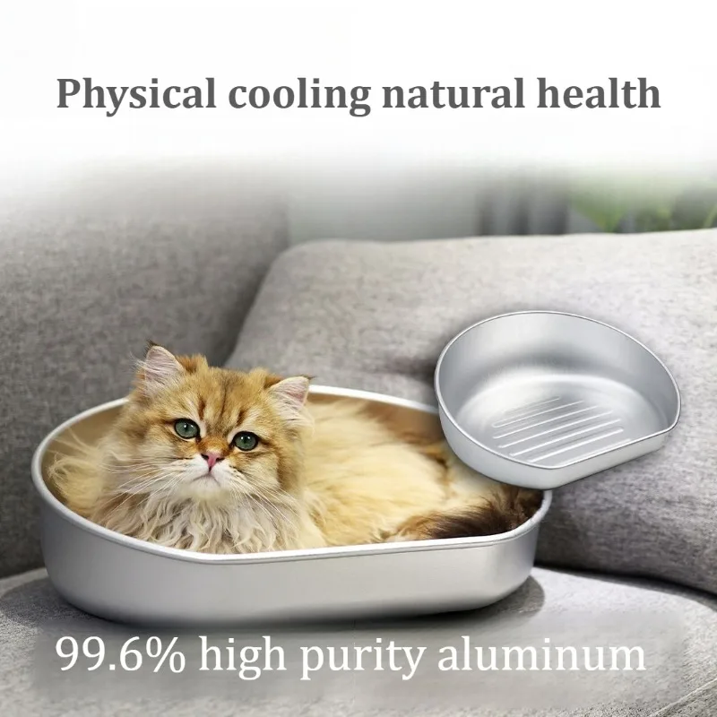 Aluminium Katzenbett Sommer-Kühlbett Großes Katzenbett Halbgeschlossene Katzenschale Langlebige Katzentoilette für Kätzchen und Erwachsene Katzen
