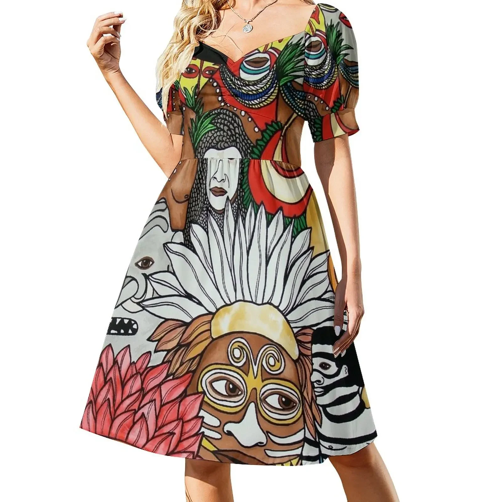 

#259 - Unique PNG Culture II - Artist Nathalie Le Riche Short-Sleeved Dress fairy dress elegant chic wedding evening dresses