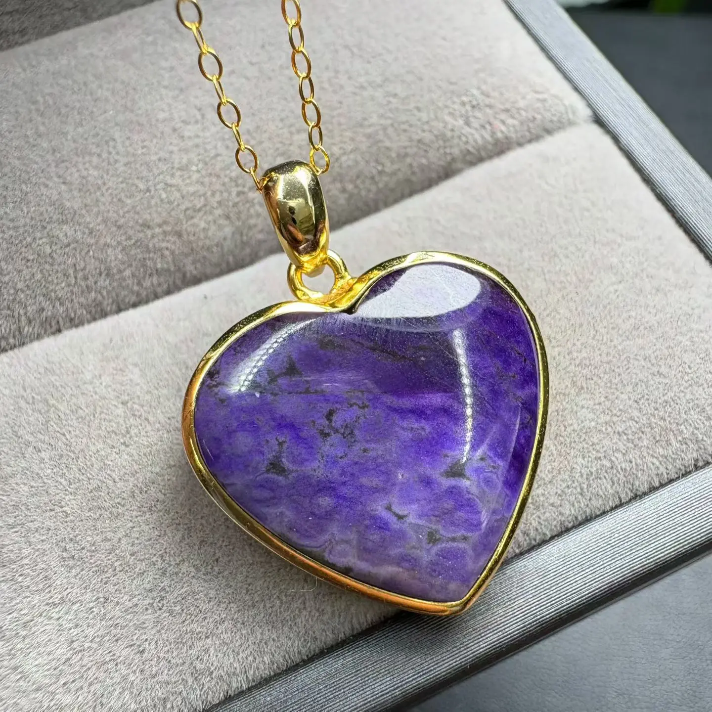 1 Pc Fengbaowu Natural Sugilite Heart Pendant 925 Sterling Silver Reiki Healing Stone Jewelry Gift For Women Men