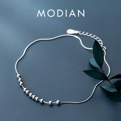 Modian Real 925 Sterling Silver Simple Little Balls Bracelet For Women Fashion Link Chain Bracelet Anklet Fine Jewelry Bijoux