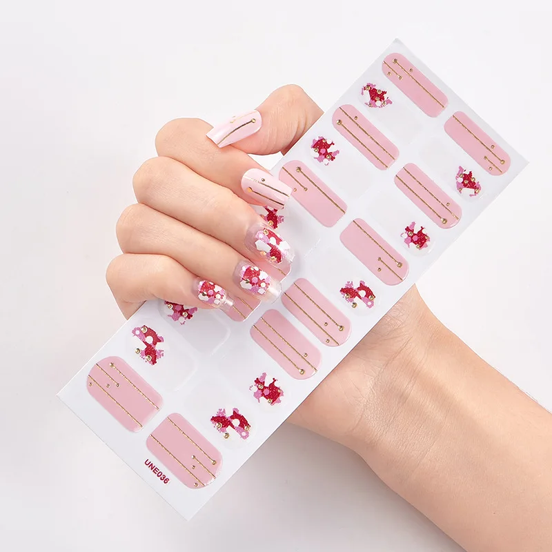 22p Nail Sticker Material Supplies Japanese and Korean Style 3d Onion Powder Black and White Press on Nail Sticker Designer