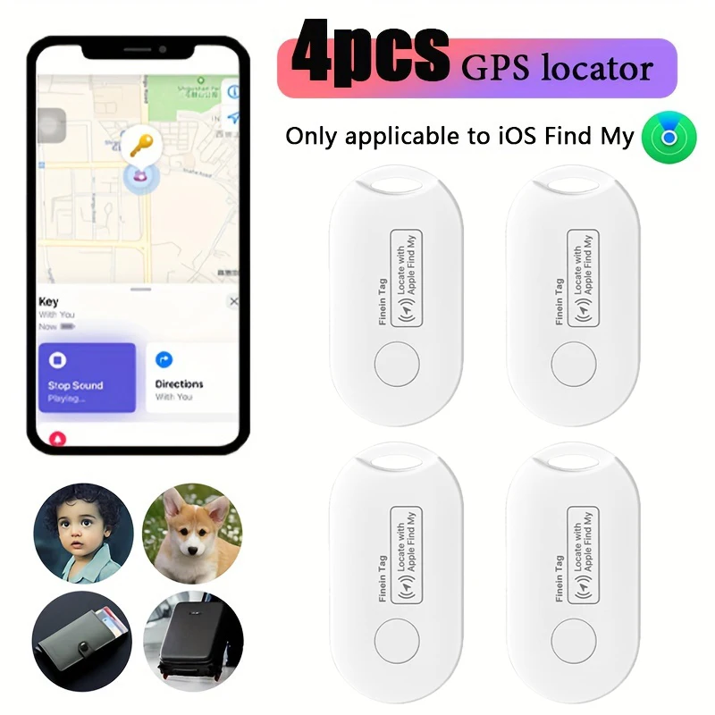 Inteligente Bluetooth GPS Tracker, Trabalhar com a Apple Find, Meu App ITag, Dispositivo Anti Lembrete Perdido, MFI Locator, Chave do carro, Pet, Crianças Finder, 4pcs