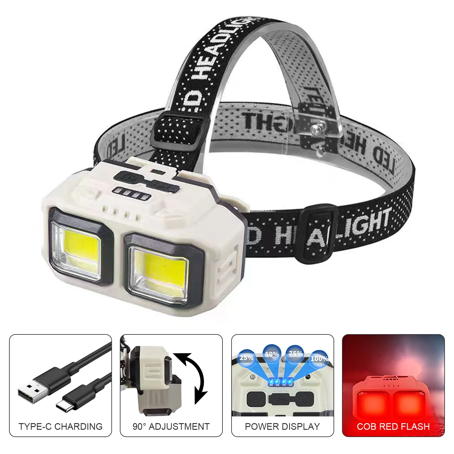 For Fishing Rechargeable Led Headlamp High Power Led Flashlight Camping Cap Light Hiking Flashlight on the Forehead Lamp Work