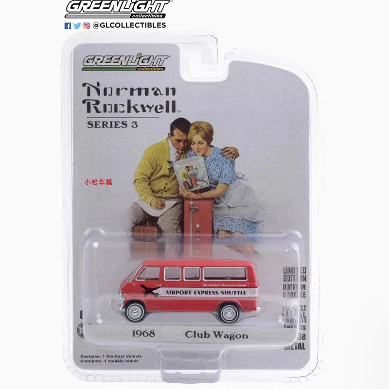 

Greenlight Diecast Scale 1:64 1968 Club Van Alloy Simulation Model Static Collection Decorated Holiday Toy Souvenir Gift